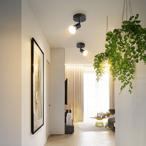 Spot Gu10 Max.40 W Applique Murale D'intérieur Moderne Noire, Spot Orientable à 330°