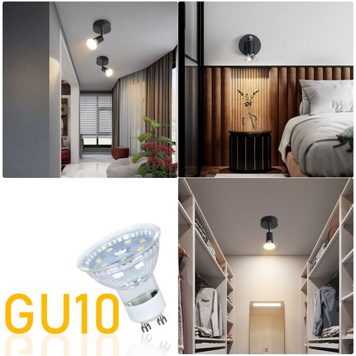 Spot Gu10 Max.40 W Applique Murale D'intérieur Moderne Noire, Spot Orientable à 330°