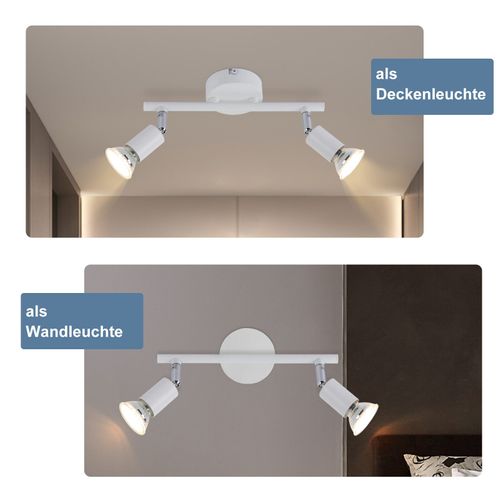 Plafonnier LED 2 Spots Gu10 - Spot De Plafond Lampe De Plafond Moderne Intérieur Blanc