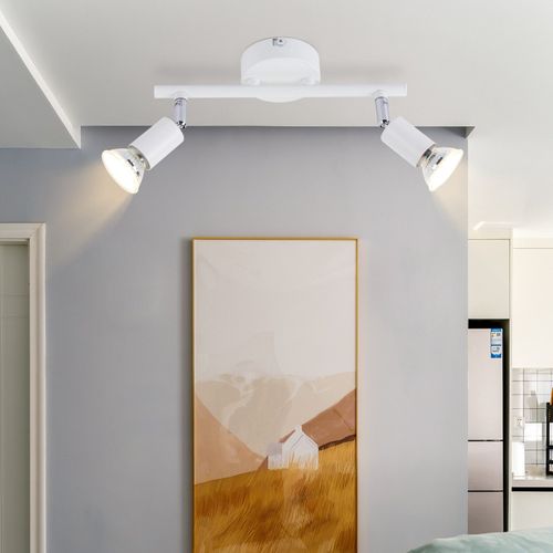 Plafonnier LED 2 Spots Gu10 - Spot De Plafond Lampe De Plafond Moderne Intérieur Blanc