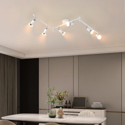 Plafonnier LED 6 Spots Gu10 - Spot De Plafond Lampe De Plafond Moderne Intérieur Blanc