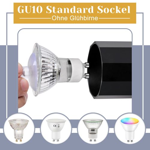 Applique Spot Mural Gu10 Noir Avec Interrupteur Orientable 350° Métal