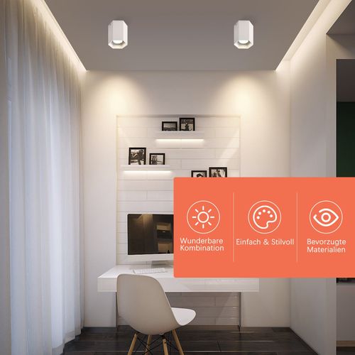 Spot Plafonnier En Saillie Blanc Gu10 Aluminium Moderne Sans Ampoule