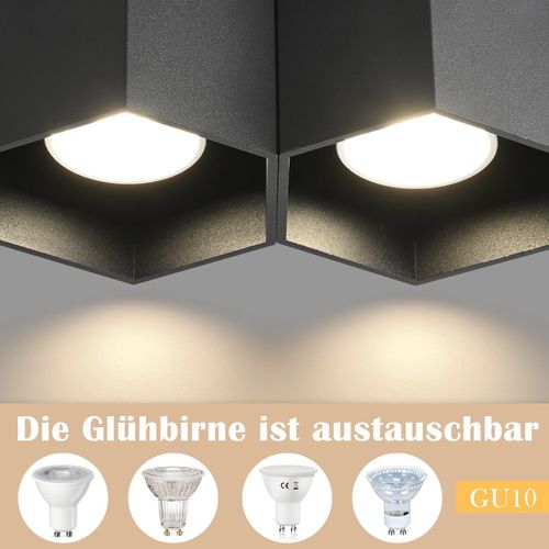 2 Spots De Plafond En Saillie Noir Gu10 Lumineux Manger Plafonnier Sans Ampoule