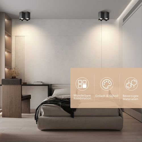 2 Spots De Plafond En Saillie Noir Gu10 Lumineux Manger Plafonnier Sans Ampoule