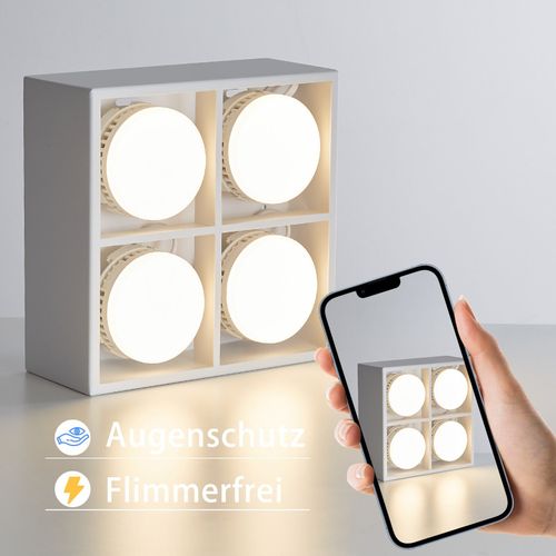 Plafonnier 4 Spots LED Gx53 4x5w Carré Blanc Chaud Orientable