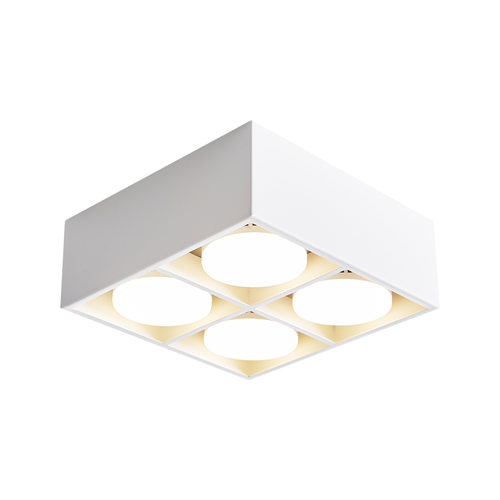 Plafonnier 4 Spots LED Gx53 4x5w Carré Blanc Chaud Orientable