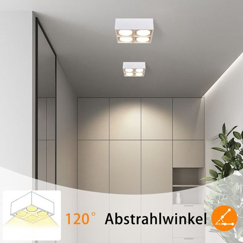 Plafonnier 4 Spots LED Gx53 4x5w Carré Blanc Chaud Orientable