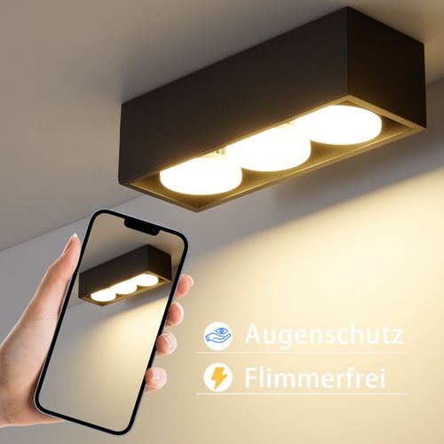 3 Spots De Plafond En Saillie LED Carré Noir Orientables Blanc Chaud 3x5w Gx53