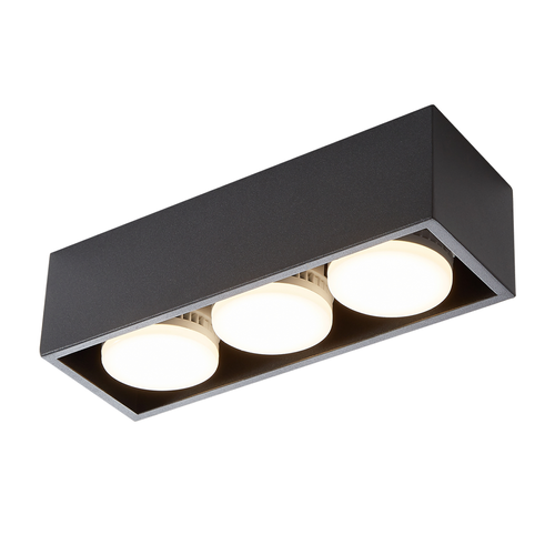 3 Spots De Plafond En Saillie LED Carré Noir Orientables Blanc Chaud 3x5w Gx53