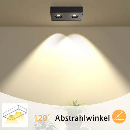 2 Spots De Plafond LED En Saillie Noir 11w Carrés Blanc Chaud Pour Salon Couloir Chambre