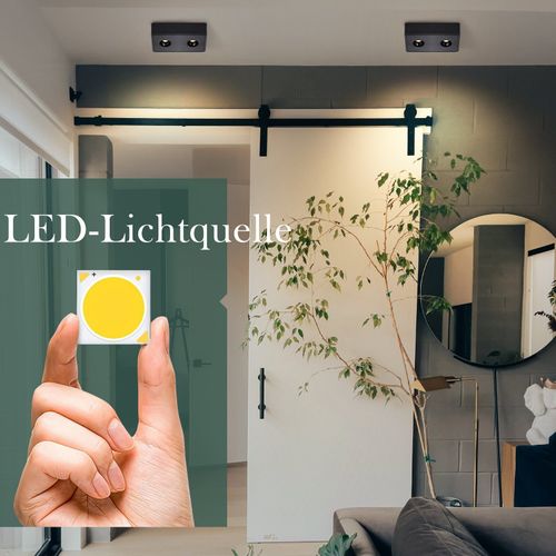 2 Spots De Plafond LED En Saillie Noir 11w Carrés Blanc Chaud Pour Salon Couloir Chambre