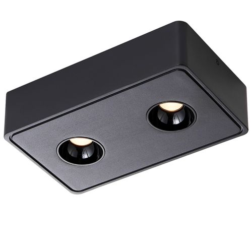 2 Spots De Plafond LED En Saillie Noir 11w Carrés Blanc Chaud Pour Salon Couloir Chambre