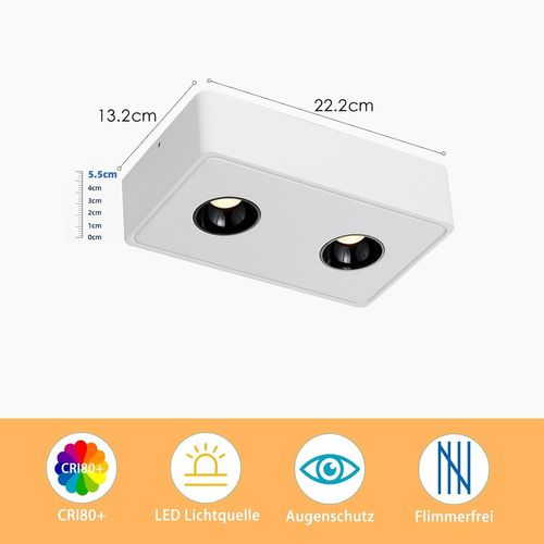 2 Spots De Plafond Ekig Blanc Chaud 11w En Saillie Petits Pour Cuisine Couloir Chambre