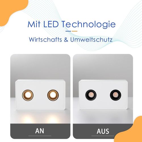 2 Spots De Plafond Ekig Blanc Chaud 11w En Saillie Petits Pour Cuisine Couloir Chambre