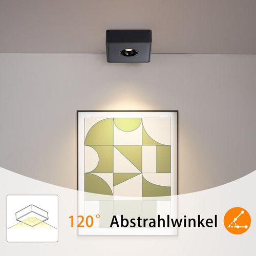 Spot De Plafond LED Noir 7w En Saillie Angulaire Blanc Chaud Petit Plafonnier Pour Salon Couloir