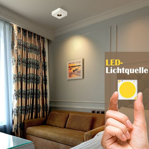 Spots LED, Blanc, 7 W, Blanc Chaud, Spot De Plafond Moderne, Spot Plat Et Carré