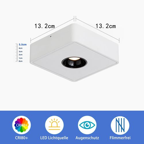 Spots LED, Blanc, 7 W, Blanc Chaud, Spot De Plafond Moderne, Spot Plat Et Carré