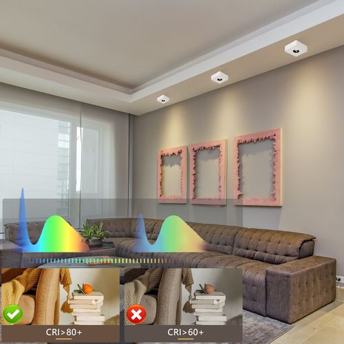 Spots LED, Blanc, 7 W, Blanc Chaud, Spot De Plafond Moderne, Spot Plat Et Carré