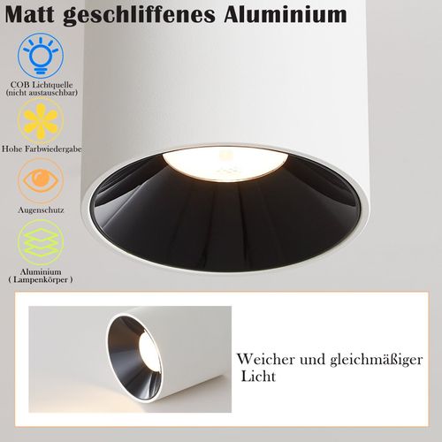 Spot 3000 K 7 W LED En Saillie, Blanc, Rond, Moderne, Blanc Chaud, Spot De Plafond Plat, Plafonnier