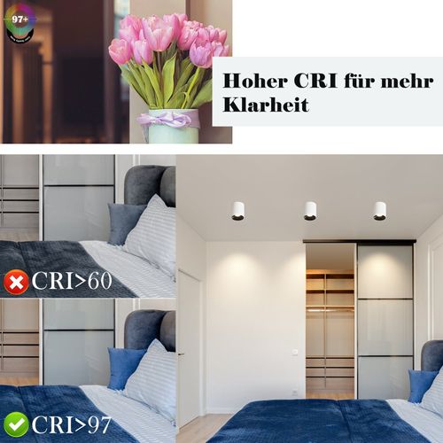 Spot 3000 K 7 W LED En Saillie, Blanc, Rond, Moderne, Blanc Chaud, Spot De Plafond Plat, Plafonnier