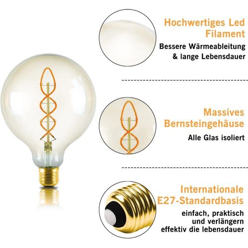 Ampoule LED E27 Vintage : Ampoule Rétro G125 4w Filament Blanc Chaud Éclairage
