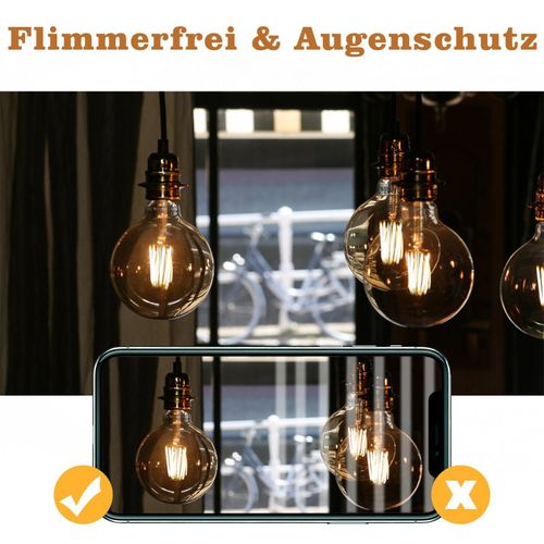 Lot 2 Ampoules LED E27 G95 4w Vintage Edison Blanc Chaud 2700k Filament
