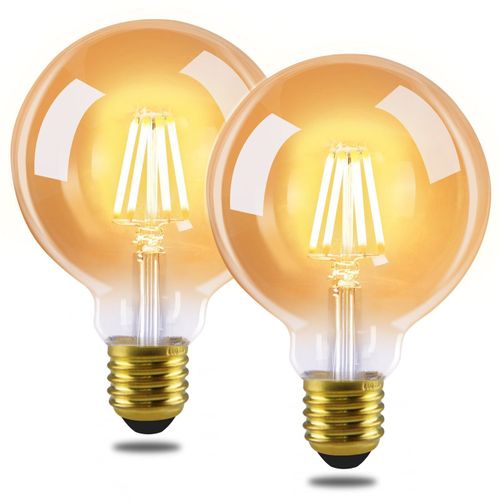 Lot 2 Ampoules LED E27 G95 4w Vintage Edison Blanc Chaud 2700k Filament