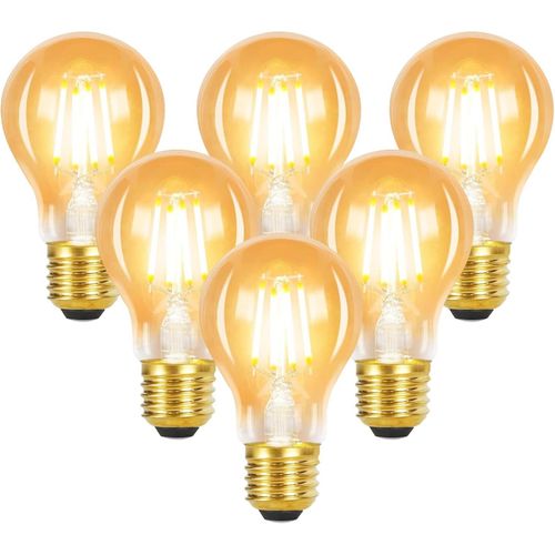 Lot De 6 Ampoules LED E27 Blanc Chaud A60 Vintage 4w 2700k Lampe à Économie D'énergie