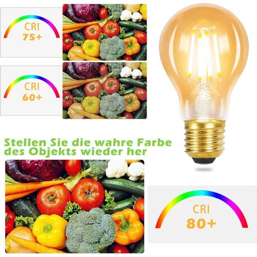 Lot De 6 Ampoules LED E27 Blanc Chaud A60 Vintage 4w 2700k Lampe à Économie D'énergie