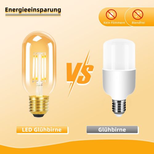 Lot 4 Ampoules LED E27 T45 4w Vintage Edison Blanc Chaud 2700k Verre