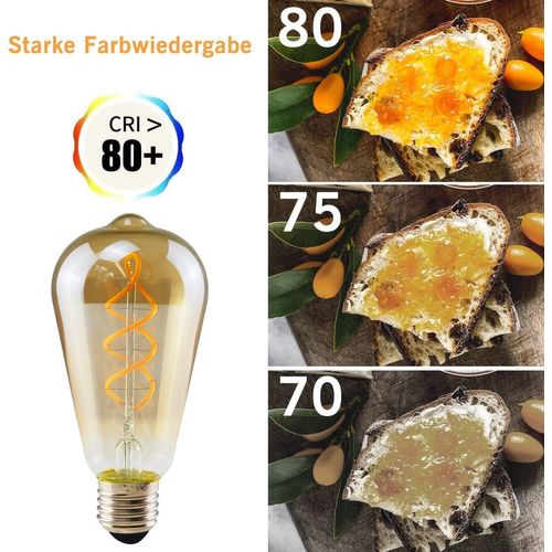 Lot 3 Ampoules LED E27 St64 4w Vintage Edison Blanc Chaud 2200k Filament