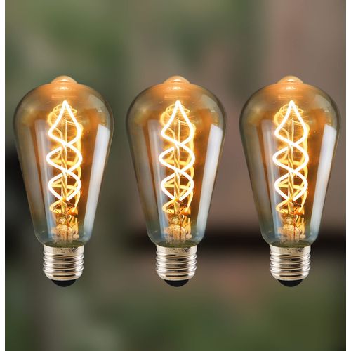 Lot 3 Ampoules LED E27 St64 4w Vintage Edison Blanc Chaud 2200k Filament