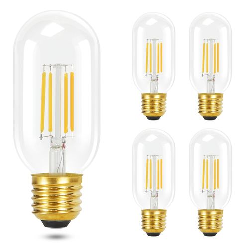 Lot 4 Ampoules LED E27 T45 4w Vintage Edison Blanc Chaud 2700k Filament