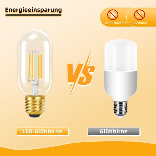 Lot 4 Ampoules LED E27 T45 4w Vintage Edison Blanc Chaud 2700k Filament