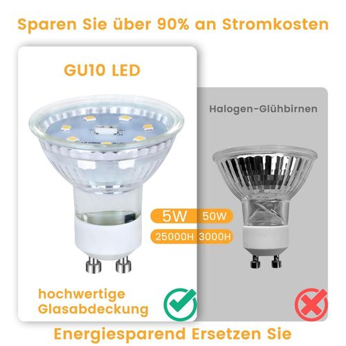 Lot 6 Ampoules LED Gu10 5w Blanc Neutre 4000k 110° Non Dimmable