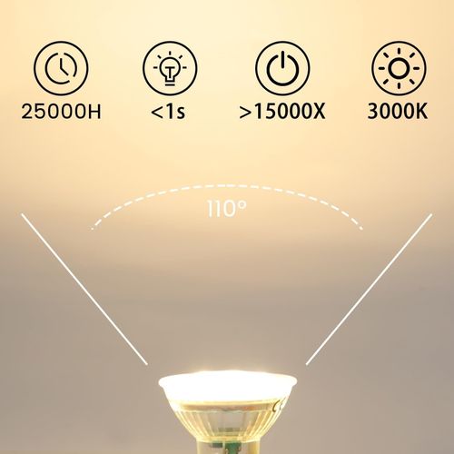 Lot 6 Ampoules LED Gu10 5w Blanc Neutre 4000k 110° Non Dimmable