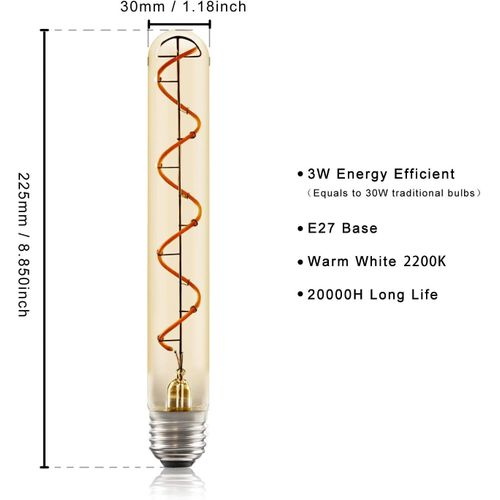 Ampoule LED E27 Tubulaire Vintage Edison 4w Blanc Chaud Filament