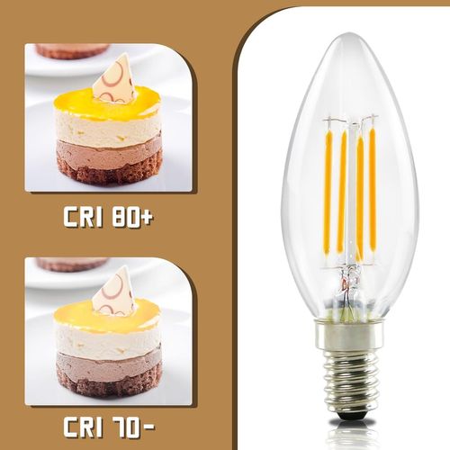 Ampoule LED E14, Blanc Chaud, 6 Pièces, 4w, Lampe Bougie, Filament Vintage, 2700k