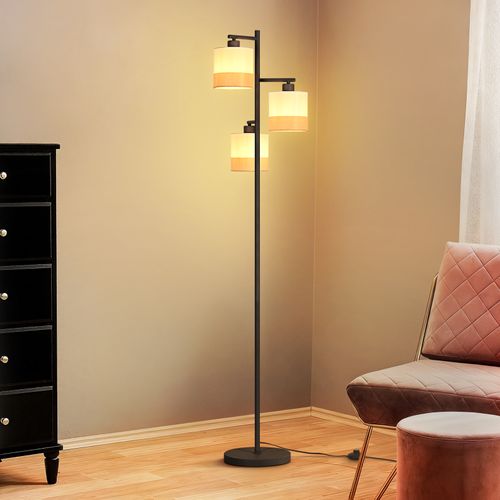 Lampadaire 3 Lampes Blanc Tissu E27(sans Ampoule)
