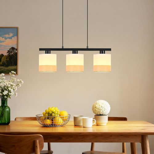 Suspension Lampe Suspendue à 3 Lumières, Hauteur Réglable, E27, Rétro (sans Ampoules)