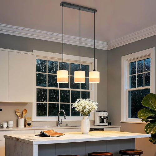 Suspension Lampe Suspendue En Tissu à 3 Lumières, Réglable En Hauteur, E27, Blanc (sans Ampoules)
