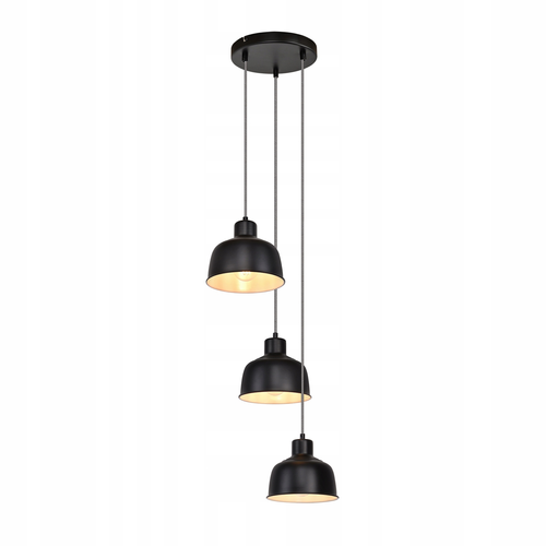 Suspension Métal Diam.17,8 Cm E27 Noir Vintage Industriel Rétro Cuisine Lampe 3 Ampoules