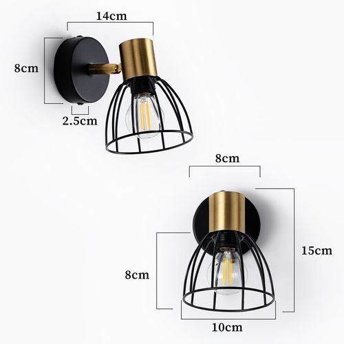 Applique Murale D'intérieur, Style Vintage - Noire, Spot Mural à Une Ampoule, E14, (sans Ampoule)