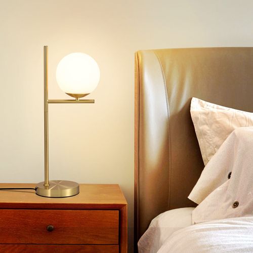 Lampe De Table Salon Moderne De Chevet - En Verre Blanc Douille E27 Industrielle