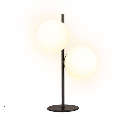 Lampe De Table Lampe De Chevet Noire Salon E27 Design Moderne Verre Métal 2 Ampoules