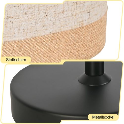 Lampe De Table Vintage Salon - Lampe De Chevet Noire En Tissu E14 Avec Câble(sans Ampoule)