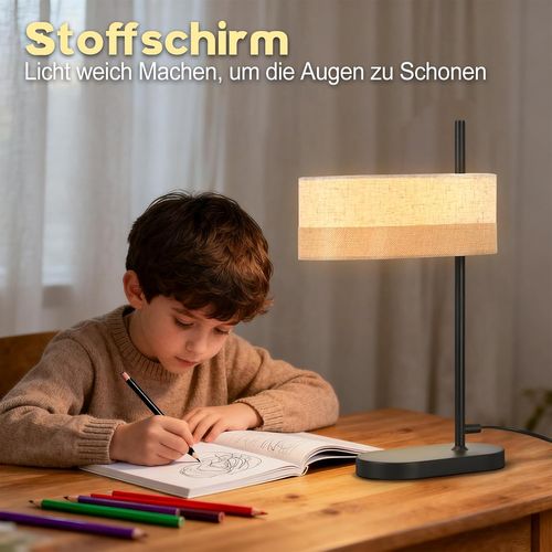 Lampe De Table Vintage Salon - Lampe De Chevet Noire En Tissu E14 Avec Câble(sans Ampoule)