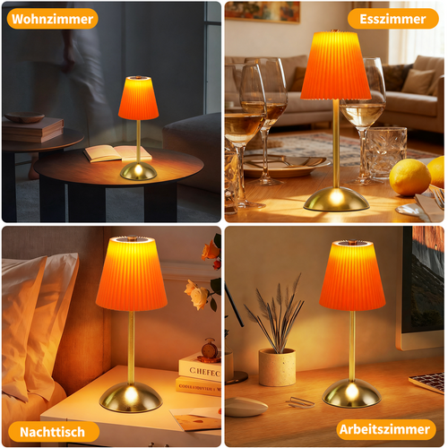 Lampe De Table Sans Fil Lot De 2 - Lampe Chevet Tactile Dimmable, 3 Couleurs,Rechargeable USB