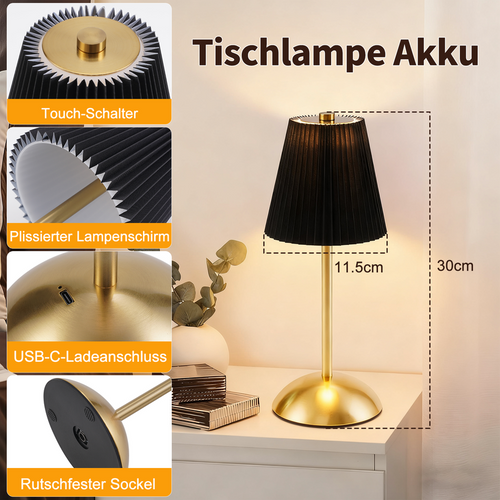 Lampe De Table Sans Fil Lot De 2 - Lampe Chevet LED Tactile Dimmable, USB Rechargeable